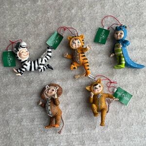 Vintage Kurt S. Adler Boy In Halloween Costume Ceramic Ornament Set Lot New